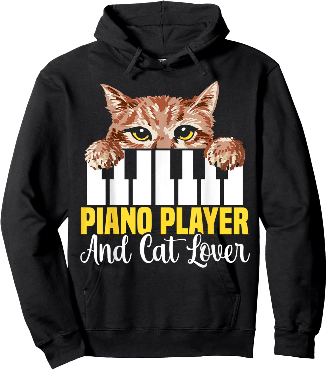Piano Player And Cat Lover Piano Cat Musician Pianist Hoodie - Hoodie | Black