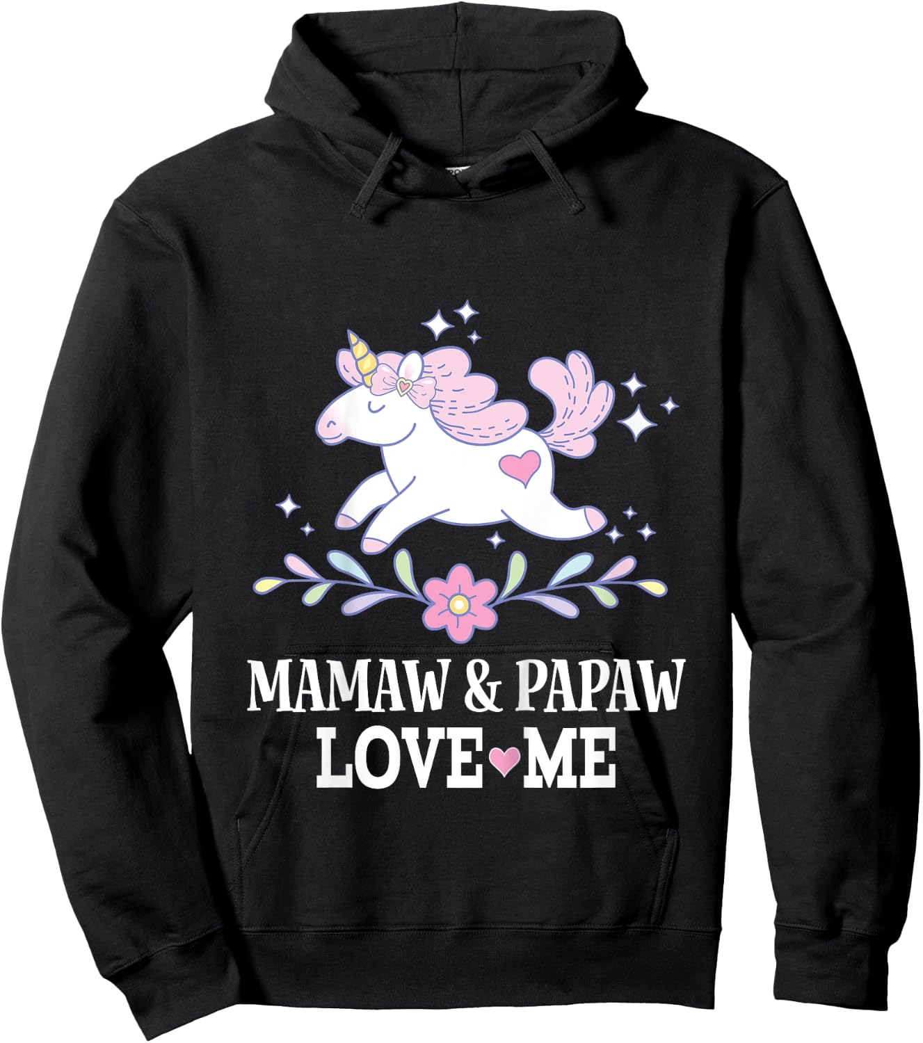 Mamaw and Papaw Love Me Granddaughter Unicorn Hoodie - Hoodie | Black