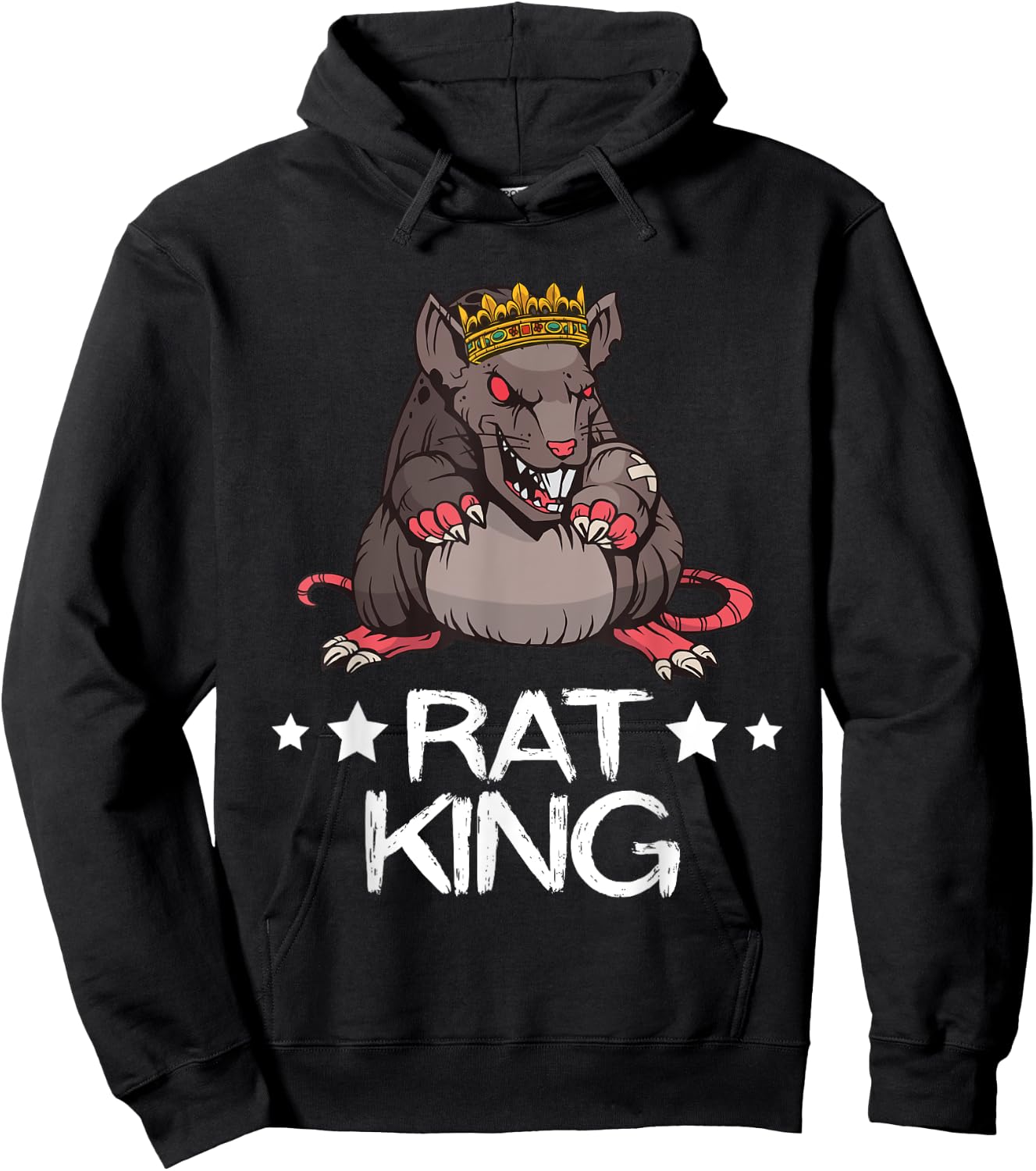 Rat King Crown Angry Rat Rodent Rat Owner Mouse Rat Hoodie - Hoodie | Black