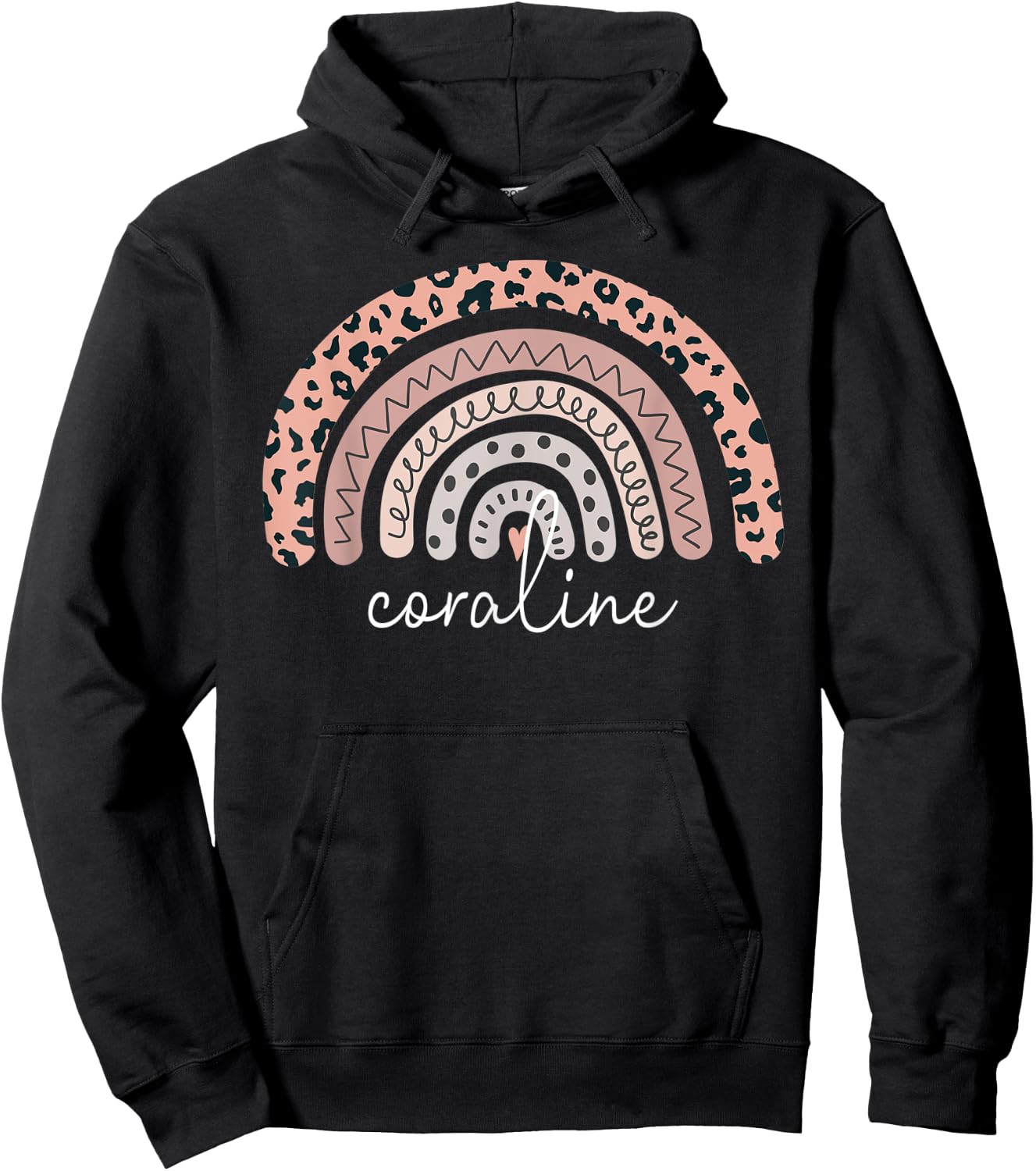 Coraline Name Personalized Cute Women Rainbow Appreciation Hoodie - Hoodie | Black