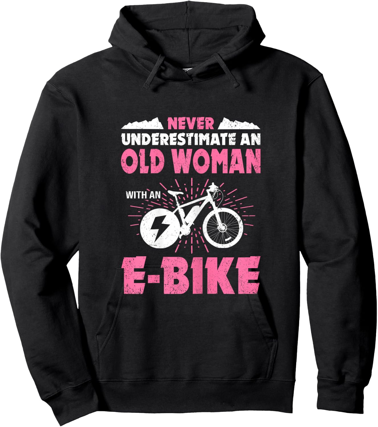 Never Underestimate An Old Woman On An eBike Cyclist Bicycle Hoodie - Hoodie | Black