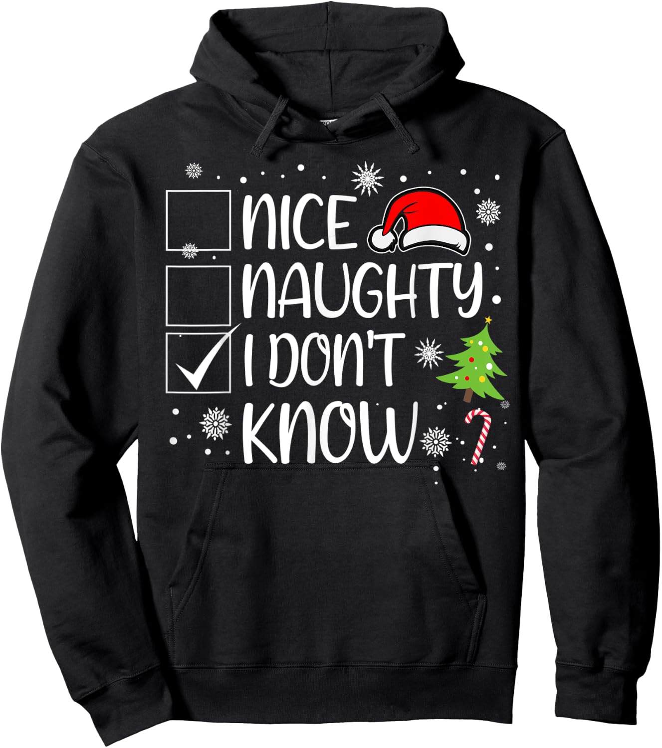 Nice Naughty I Don't Know Christmas Naughty Family Group Hoodie - Hoodie | Black