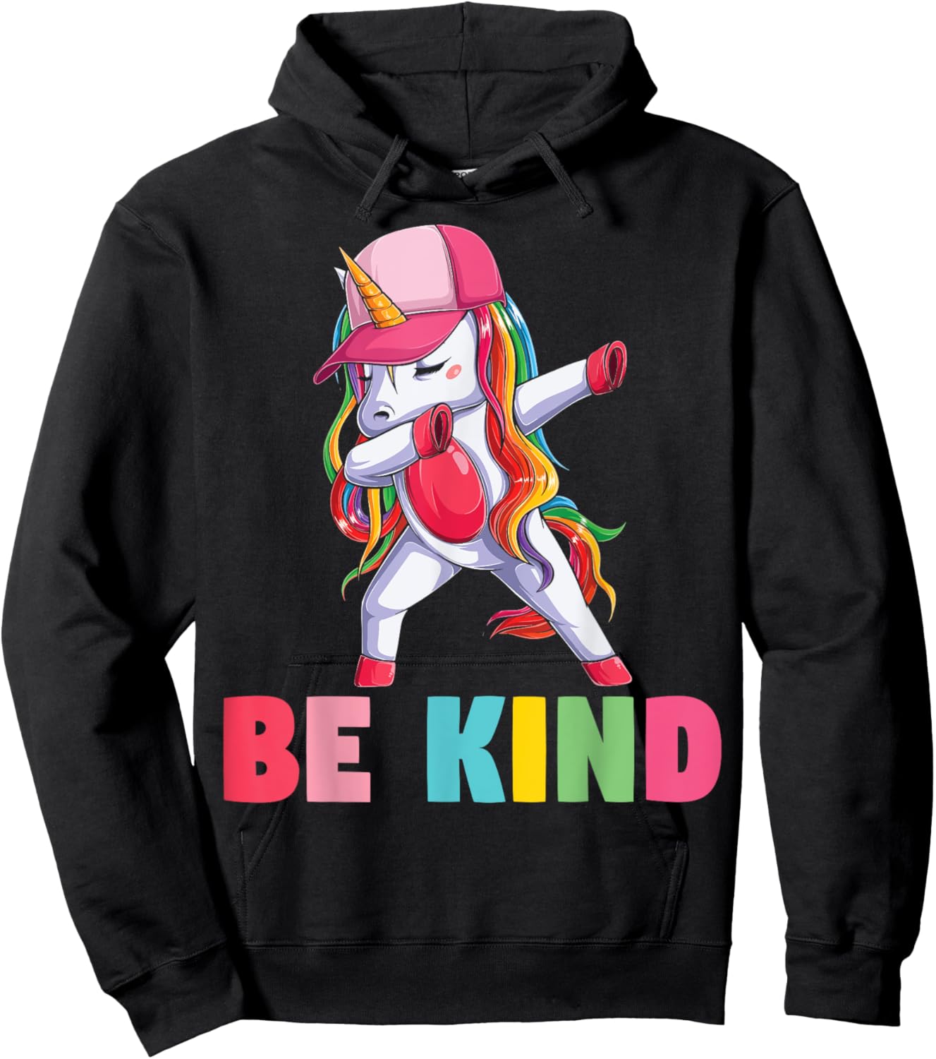 Girls Unicorn Kindness Be Kind Kids Hoodie - Hoodie | Black