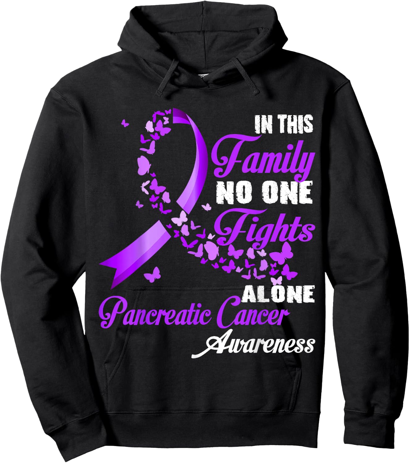 In This Family No One Fight Alone - Pancreatic Cancer Month Hoodie - Hoodie | Black