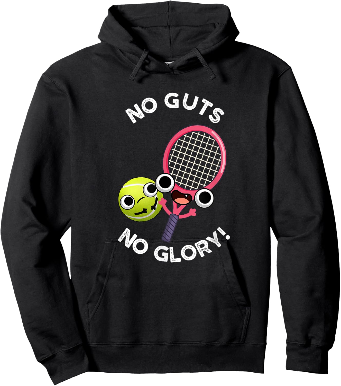No Guts No Glory Funny Tennis Pun Hoodie - Hoodie | Black