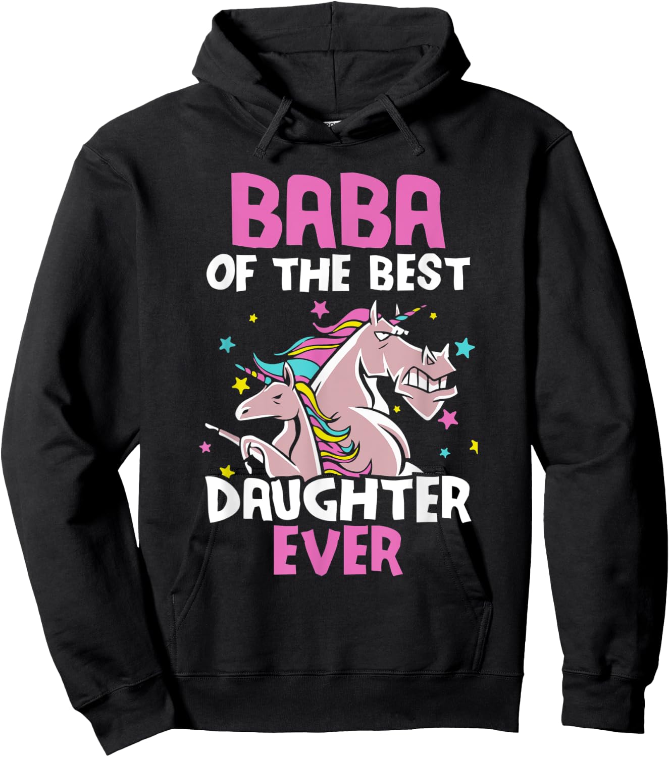 Baba Of The Best Daughter Ever Unicorn Dad Persian Arabic Hoodie - Hoodie | Black