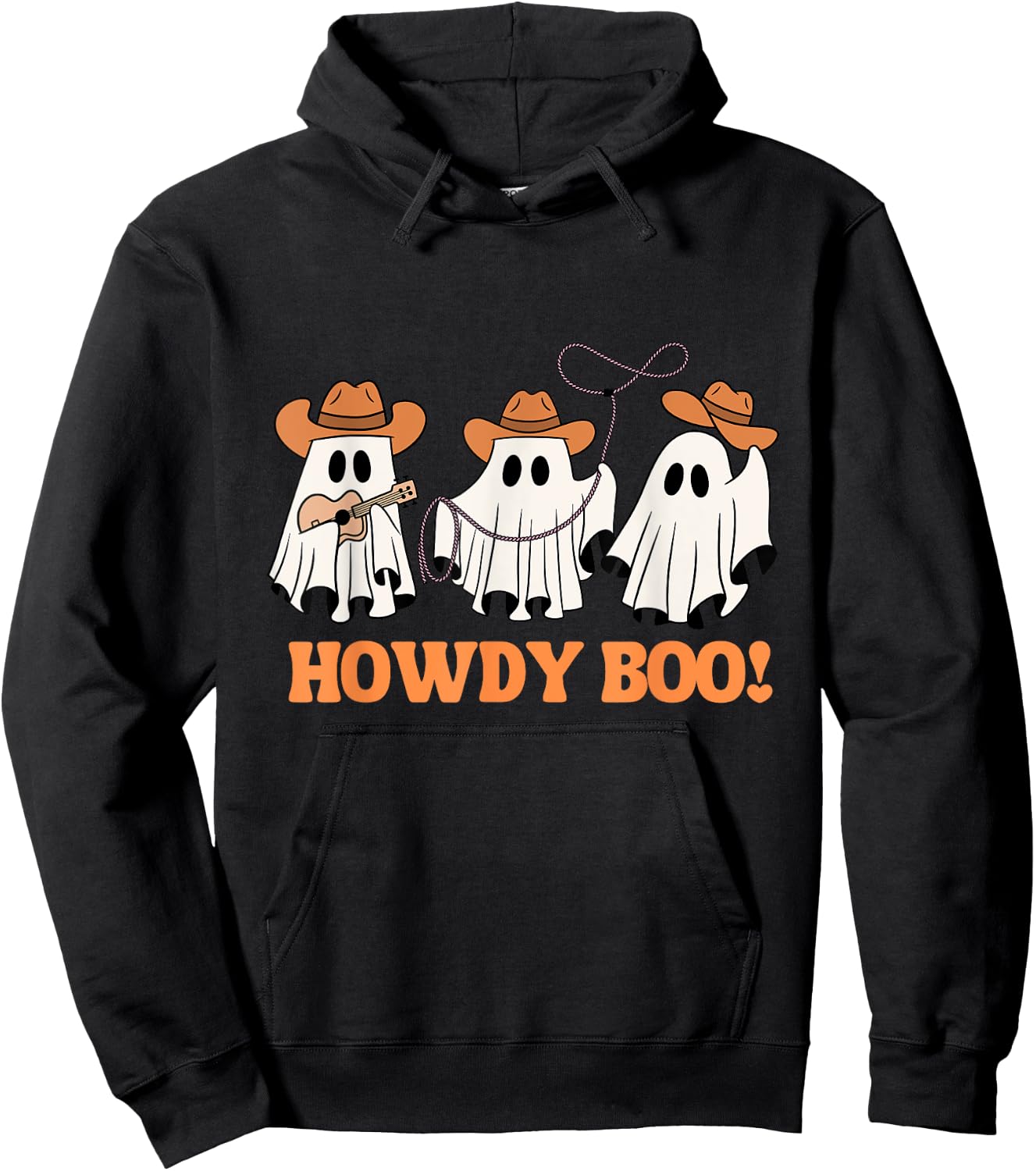Western Halloween Cowboy Ghost Howdy Boo Funny Retro Hoodie - Hoodie | Black
