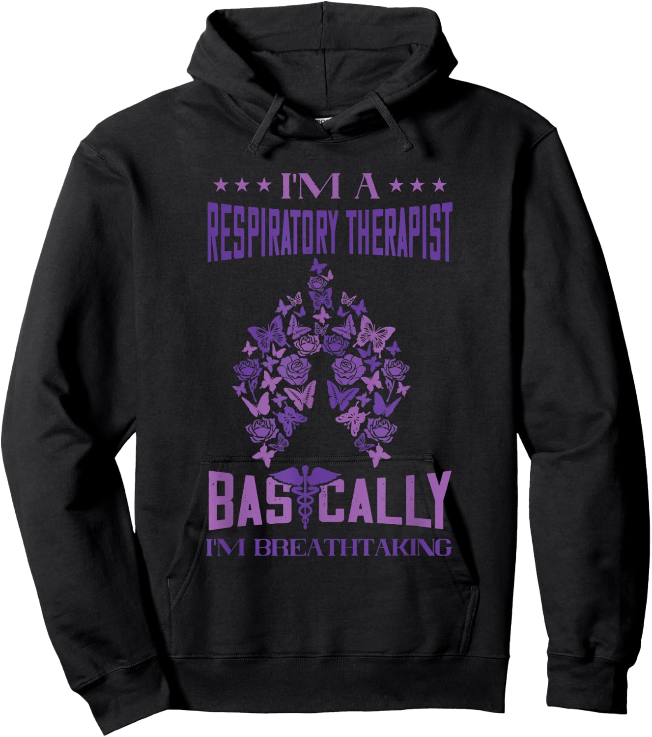 Respiratory Therapist Lung Therapy Specialist I'm Breathtaking Respiratory Therapy - Adults Black Short Sleeve Classic Fit - Small Hoodie - Hoodie | Black