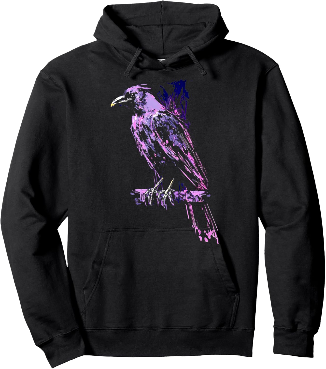 Mystical Raven Black Crow Bird Illustration Hoodie - Hoodie | Black