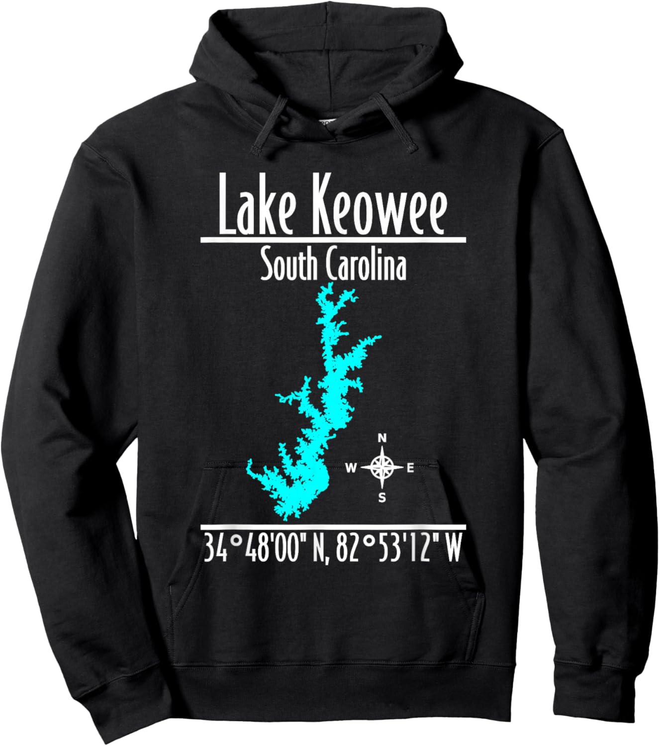 Modern Lake Keowee - South Carolina Hoodie - Hoodie | Black