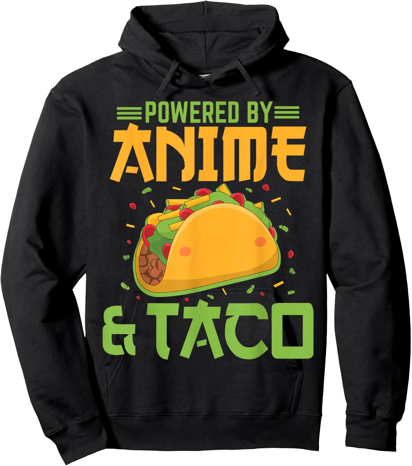 Powered by Anime and Taco Funny Anime Lover Taco Bell Hoodie - Hoodie | Black