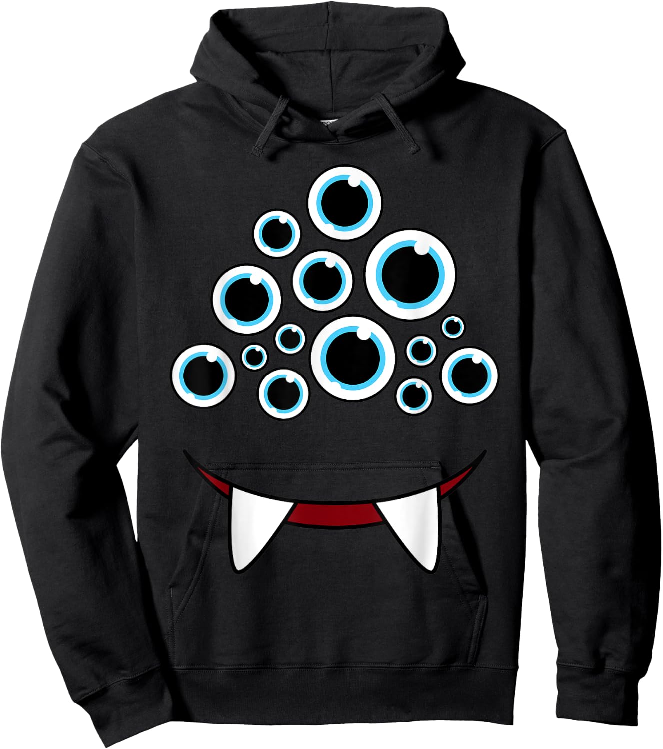 Funny Scary Monster Face Eyeballs Easy Halloween Costume Hoodie - Hoodie | Black