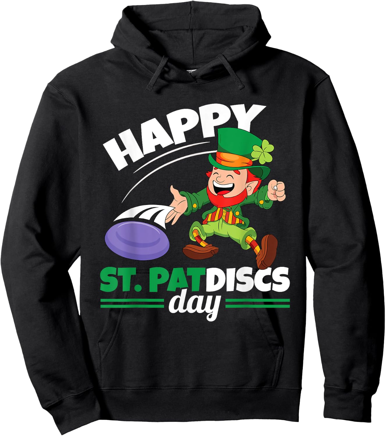 Happy St Patdiscs Patricks Day Ultimate Frisbee Disc Golf Hoodie - Hoodie | Black