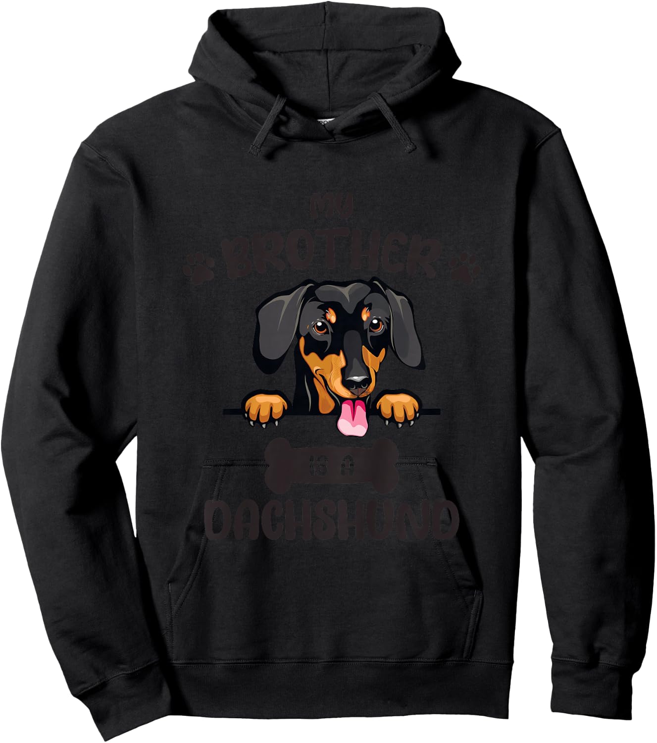 Kids My Brother Is A Dachshund Cute Dog Breed Hoodie - Hoodie | Black
