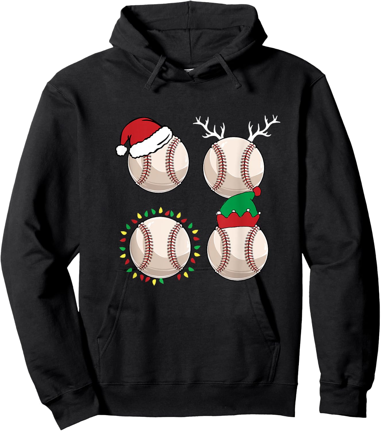 Football Santa Elf Reindeer Christmas Pajama Cool Sport Xmas Hoodie - Hoodie | Black