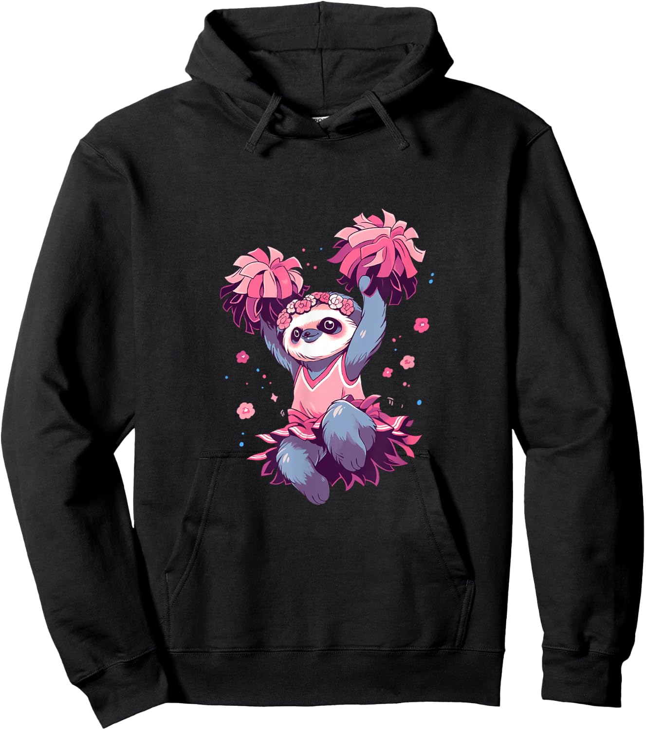 Sloth Cheerleader Cheerleading Cheer Cheering Hoodie - Hoodie | Black