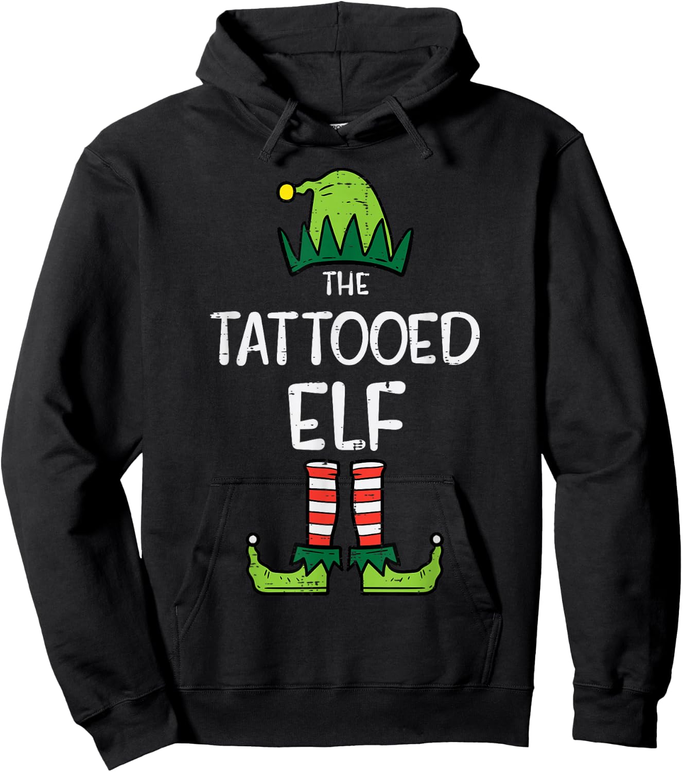 The Tattooed Elf Xmas Matching Family Christmas Men Women Hoodie - Hoodie | Black