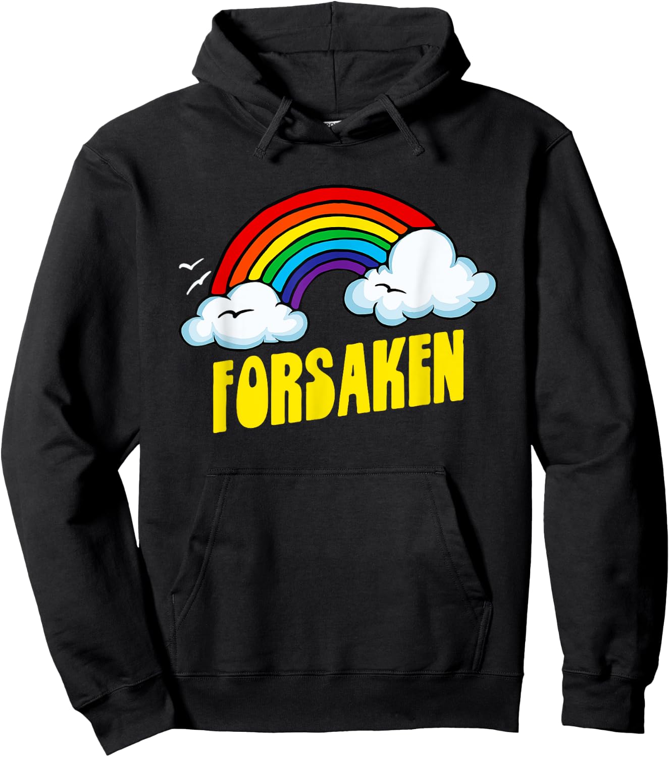 Forsaken Cute Funny Sarcastic Retro Vintage 80's Rainbow Hoodie - Hoodie | Black