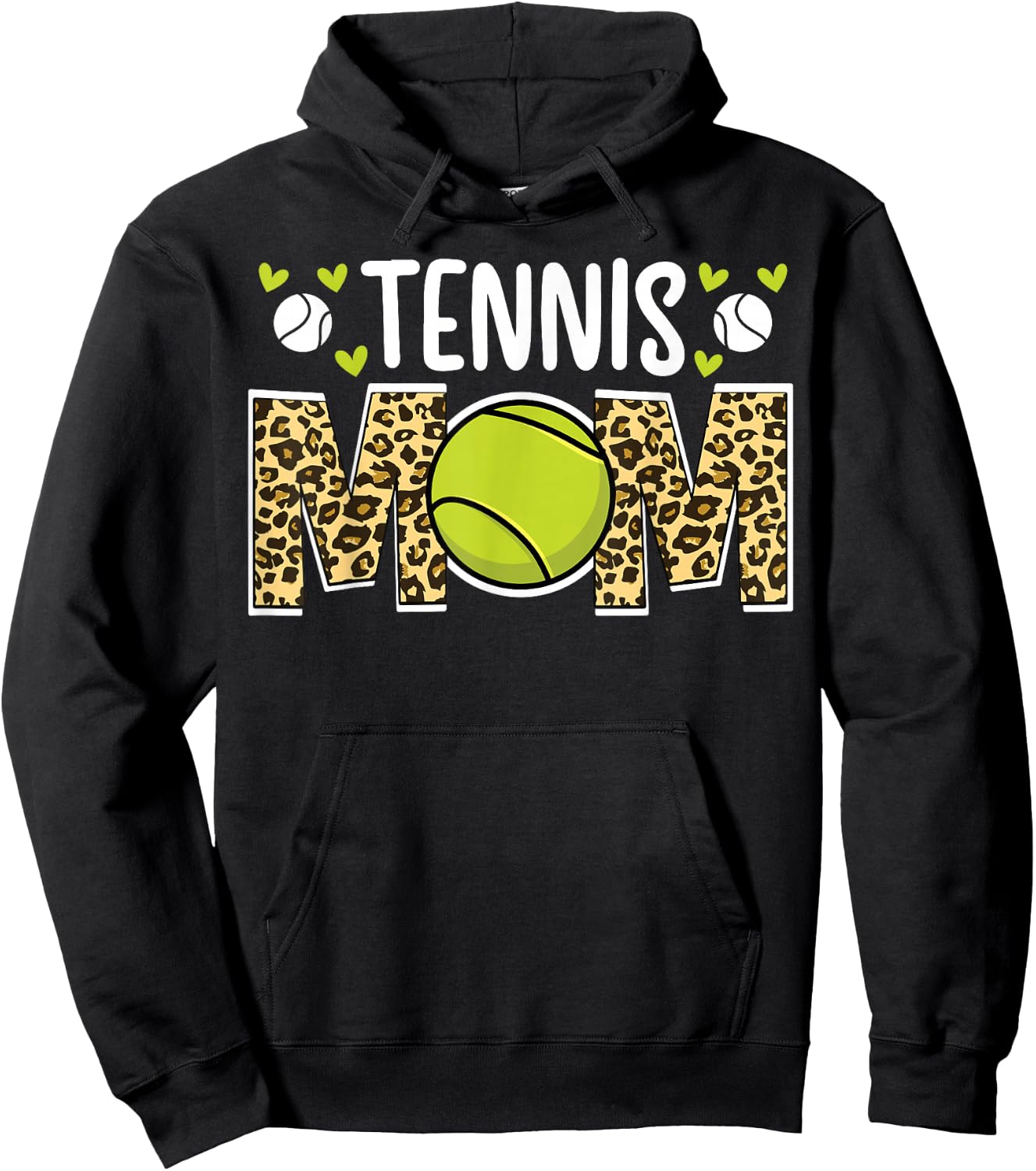 Tennis Mom Of A Tennis Player Mama Leopard Tennis Mother Hoodie - Hoodie | Black