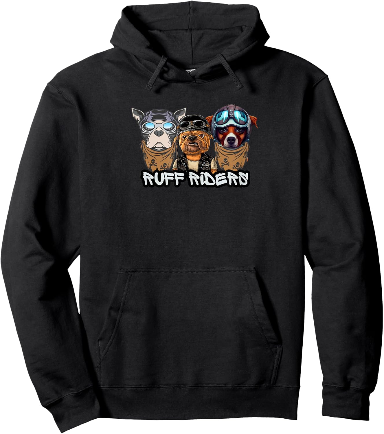Ruff Riders Funny Dog Motorcycle Club Pun Pet Owners Jokes Hoodie - Hoodie | Black