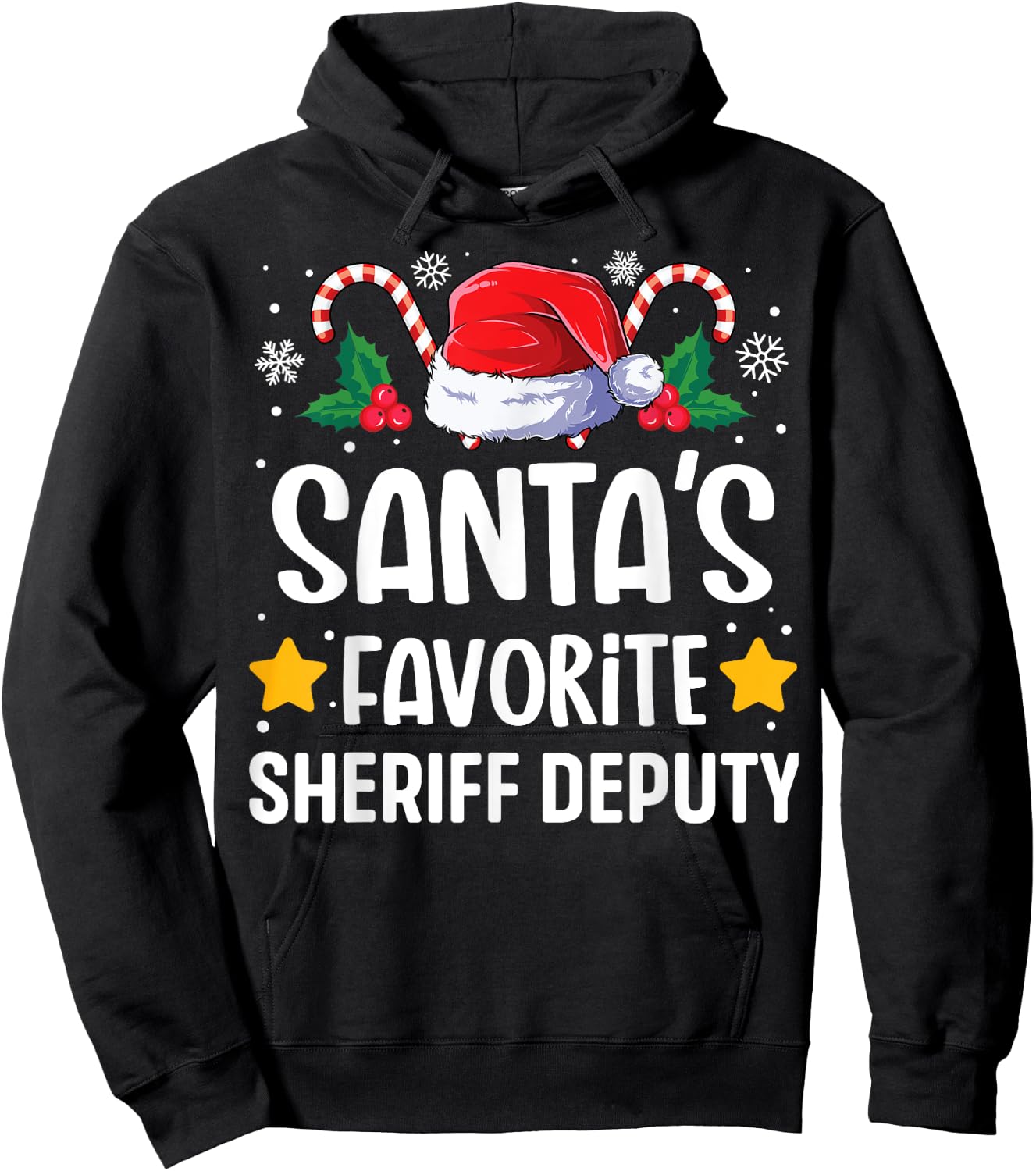 Santas Favorite Sheriff Deputy Christmas Matching Group Pj Hoodie - Hoodie | Black