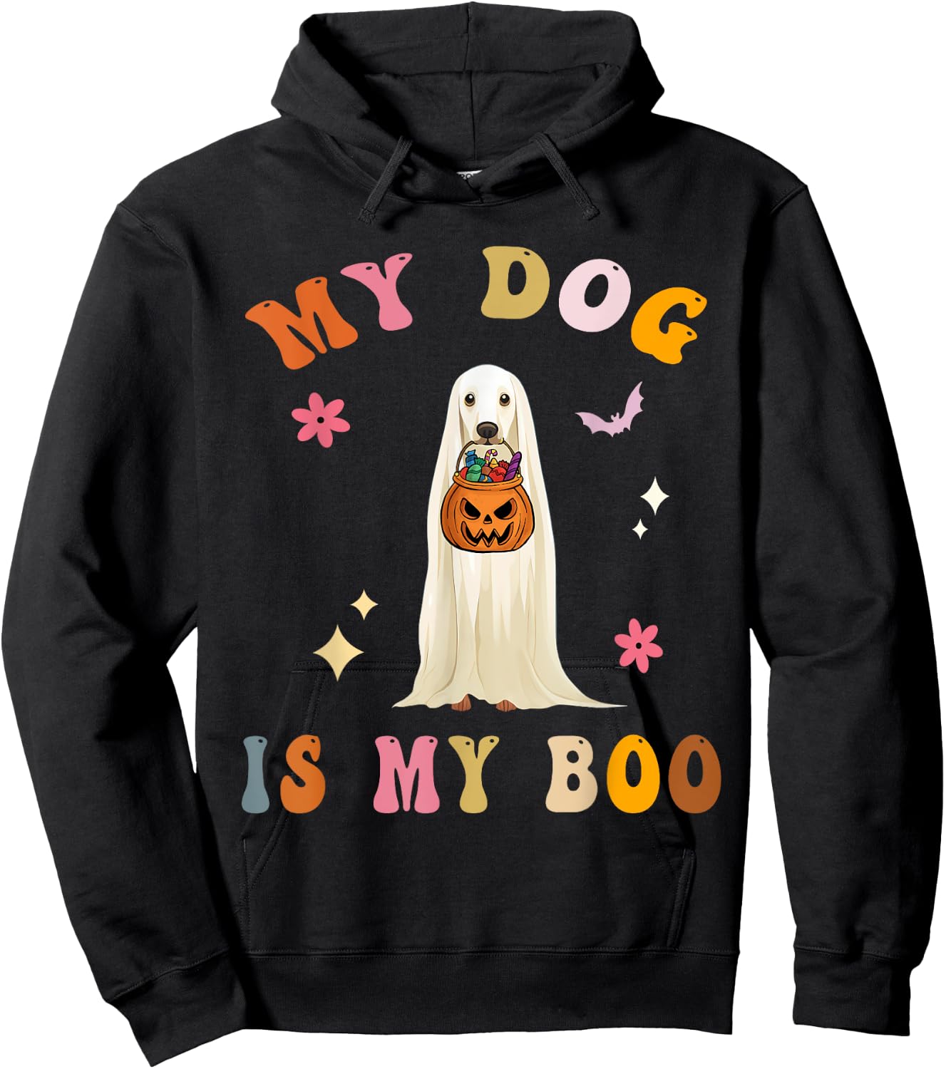 My Dog Is My Boo: Cute Groovy Spooky Halloween Dog Lovers Hoodie - Hoodie | Black