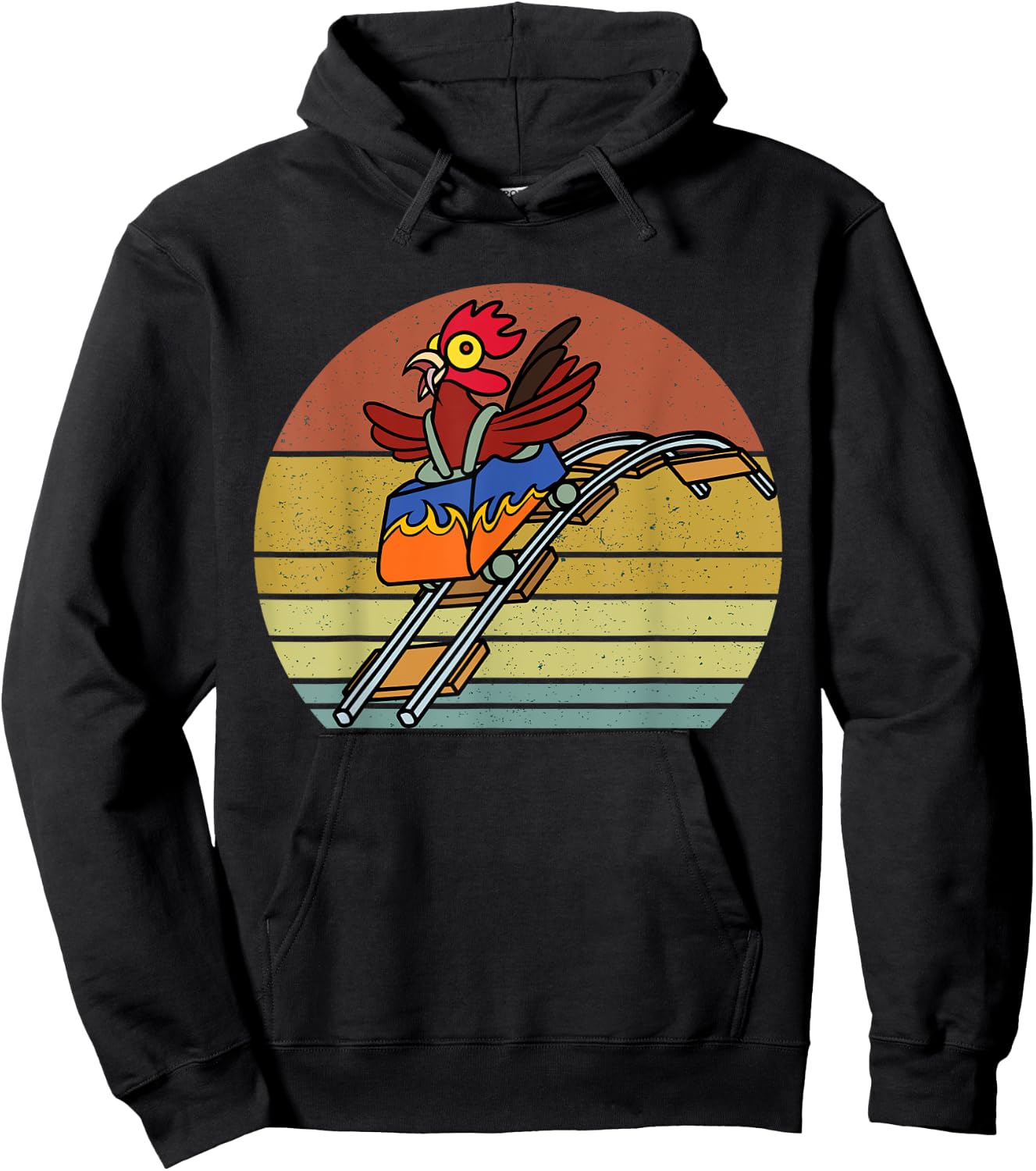Roller Coaster Chicken Theme Amusement Park Enthusiast funny Hoodie - Hoodie | Black