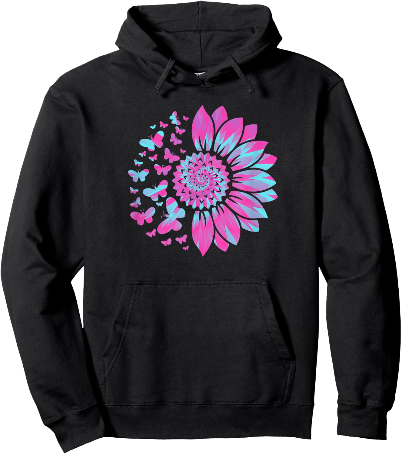 Sunflower Sun Flower Tie Dye Daisy Butterflies Women Girls Hoodie - Hoodie | Black