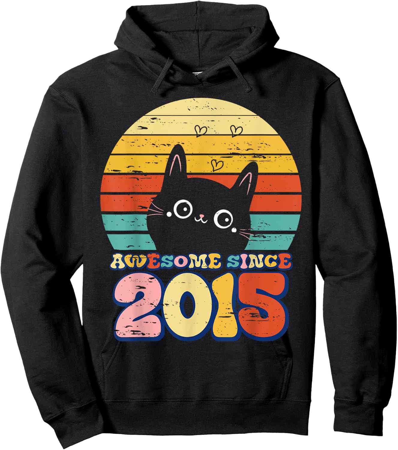 Awesome Since 2015 Cat For Girl Boy Its My 8th Birthday Hoodie - Hoodie | Black