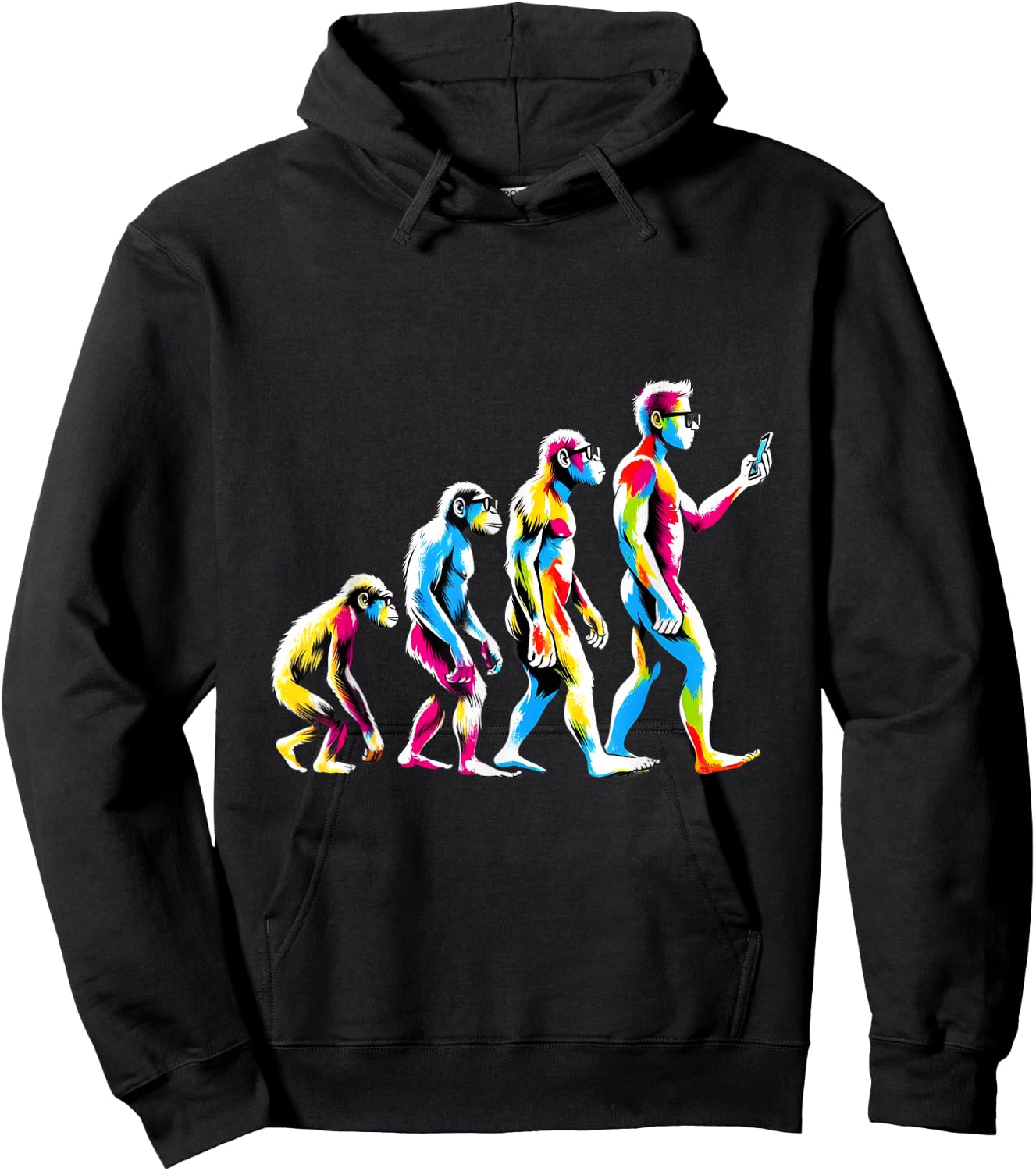 Funny Evolution of Man to Mobile Phone Nerd Geek Monkey Hoodie - Hoodie | Black