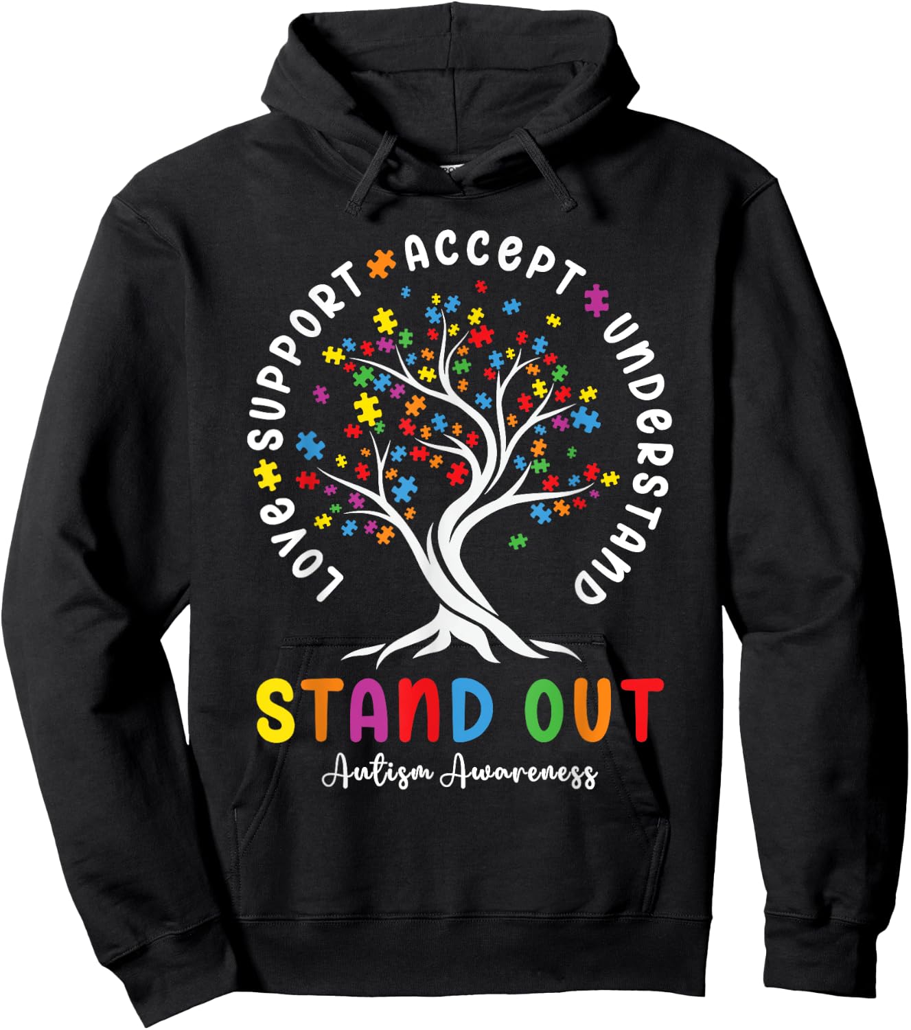 Love Support Accept Understand Autism Awareness Autistic Hoodie - Hoodie | Black