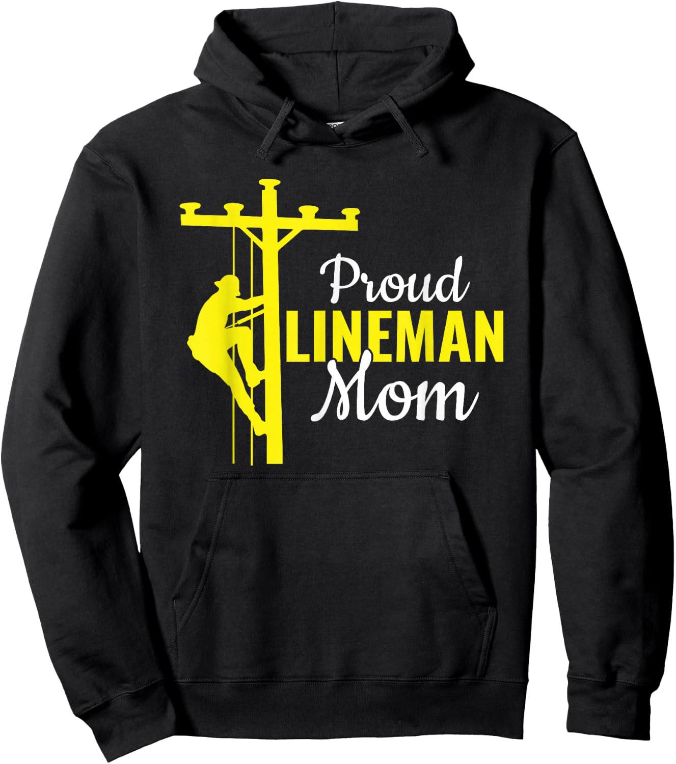 Proud Lineman Mom - Electrical Cable Lineman Hoodie - Hoodie | Black