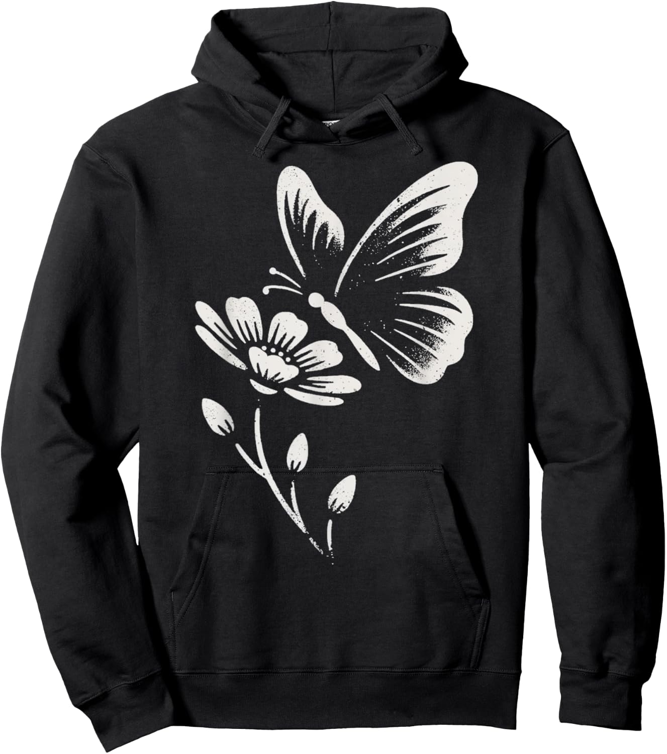 Butterfly and Flower Hoodie - Hoodie | Black