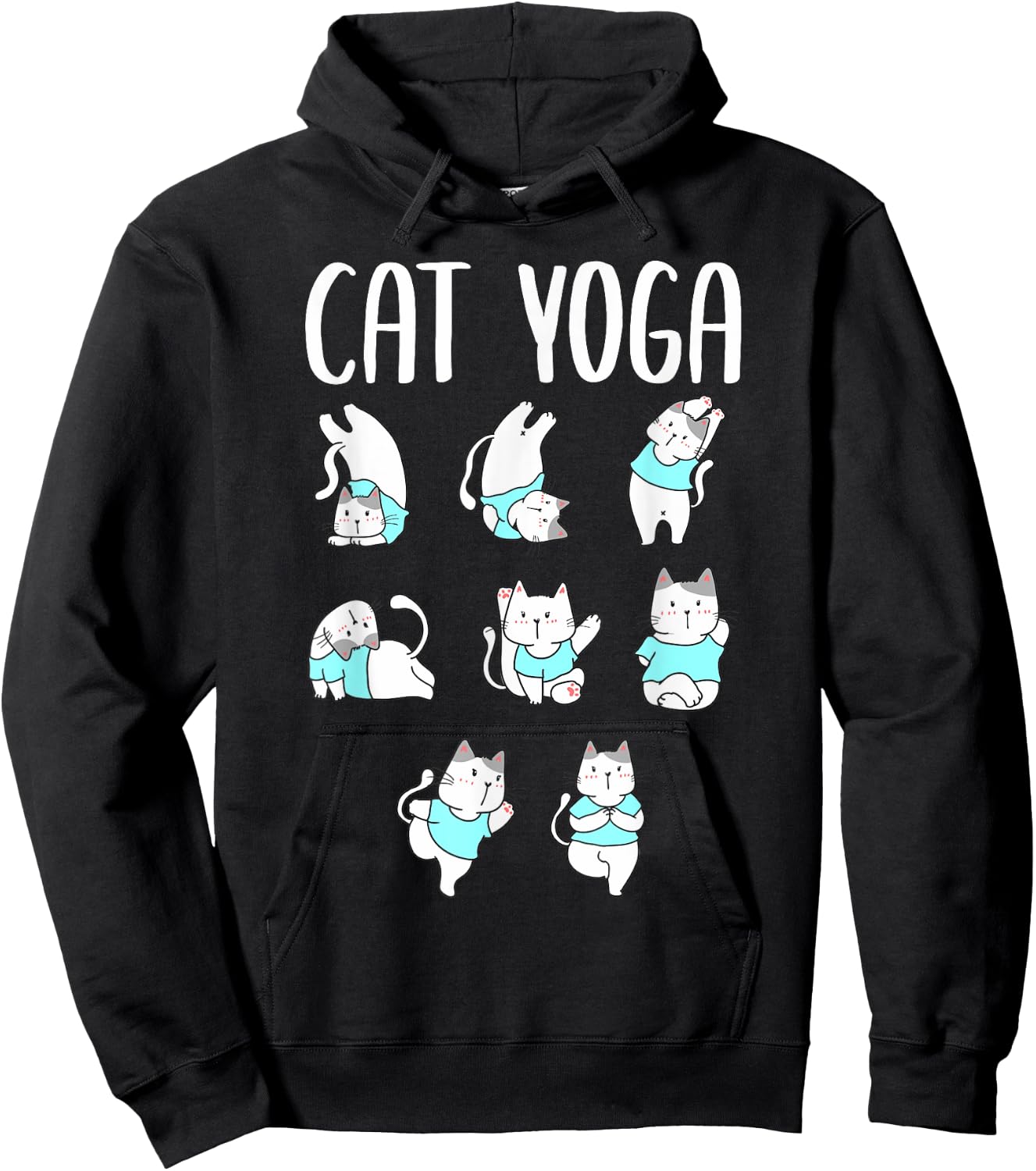Cat Yoga Mat Yoga Pants Yoga Poses Chart Hatha Yoga Cat Hoodie - Hoodie | Black
