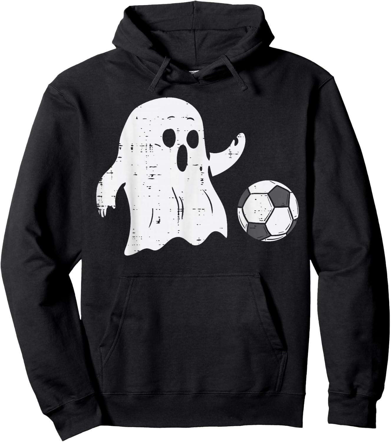 Ghost Playing Soccer Funny Football Halloween Costume Sports Hoodie - Hoodie | Black