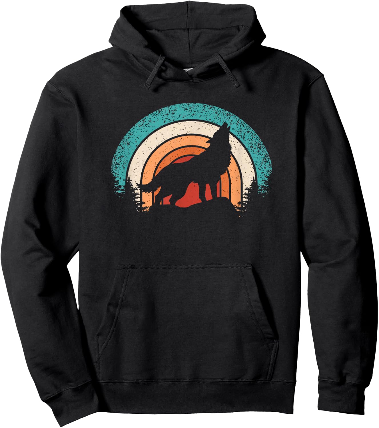 Retro Wolf Lover Nature Wildlife Vintage Wolves Men Women Hoodie - Hoodie | Black