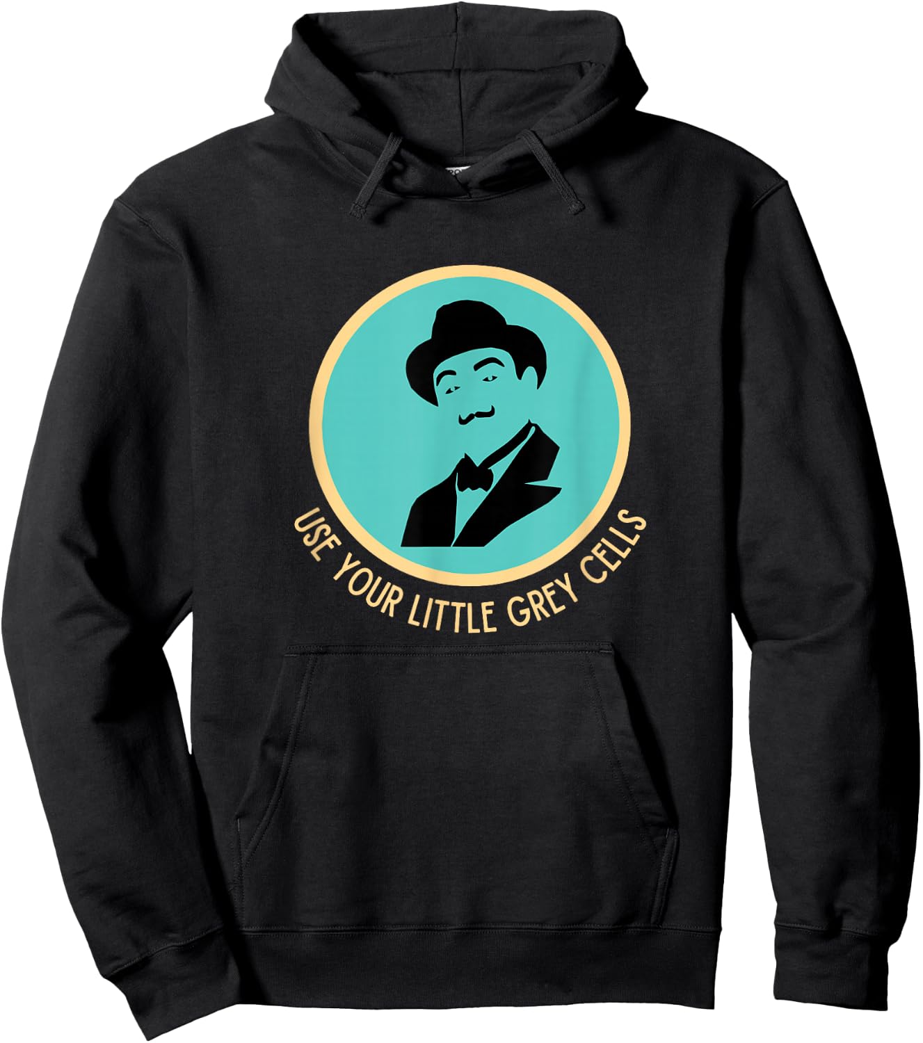 Poirot Use Your Little Grey Cells Hat Mustache Vintage Blue Hoodie - Hoodie | Black