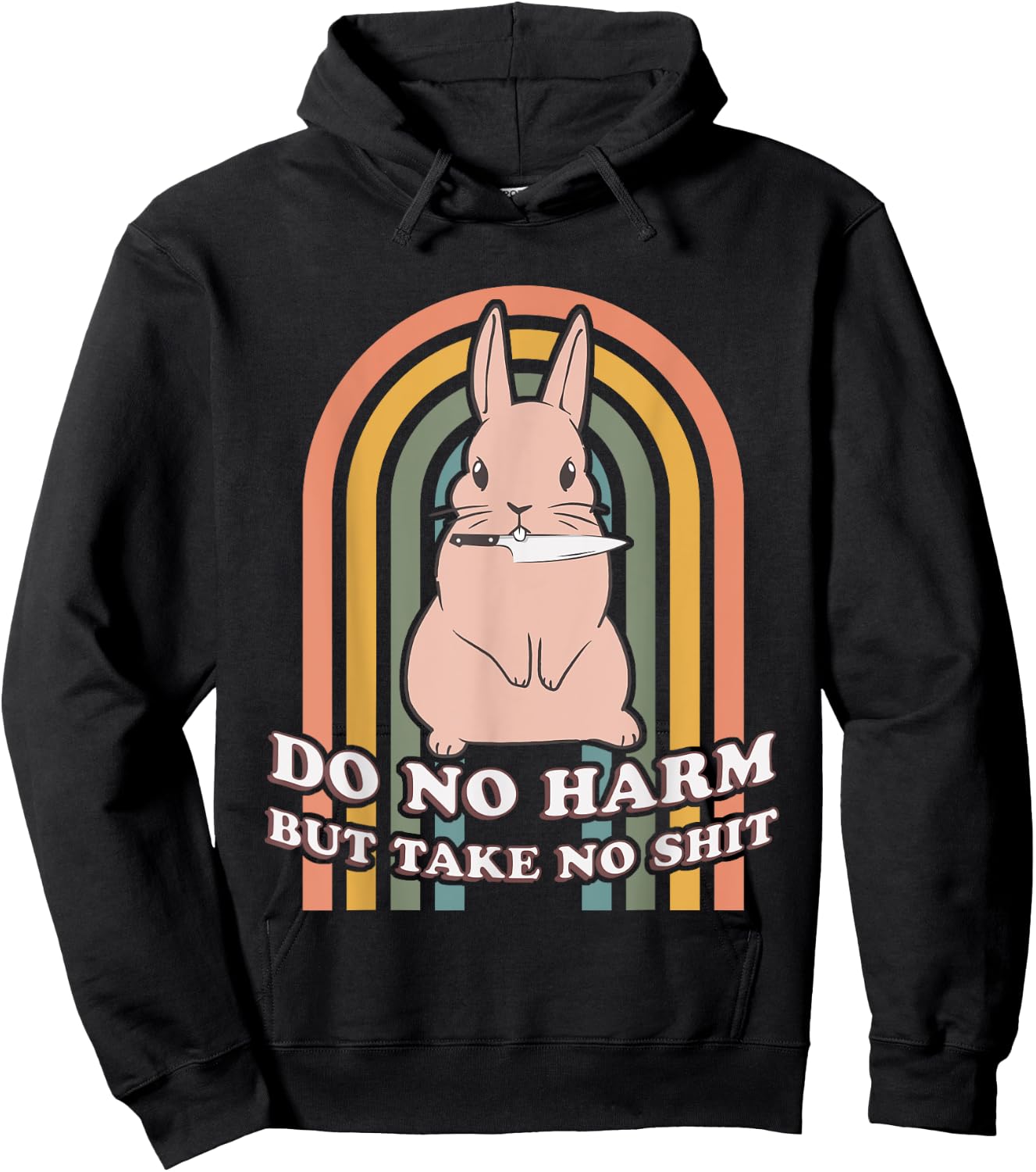 Do No Harm But Take No Shit Bunny Rabbit Hoodie - Hoodie | Black