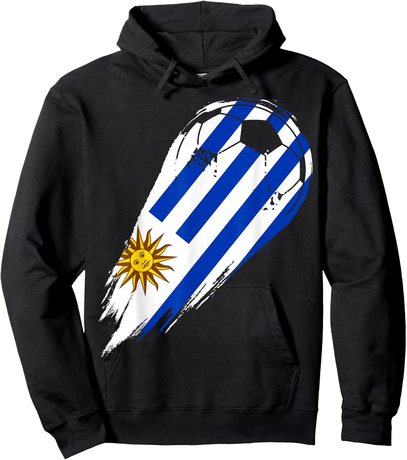 Soccer with flag of Patriotic Uruguay Girls Kids Men Hoodie - Hoodie | Black
