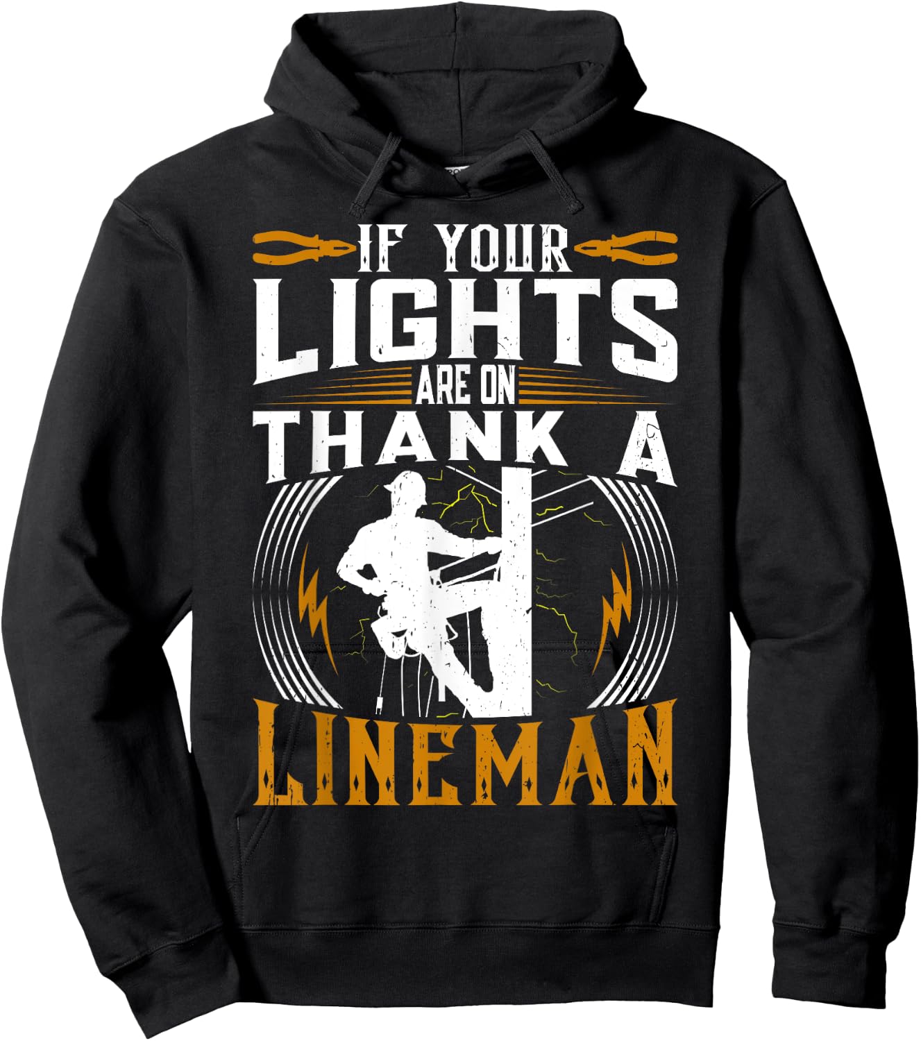 Thank a proud american electrician and lineman Hoodie - Hoodie | Black