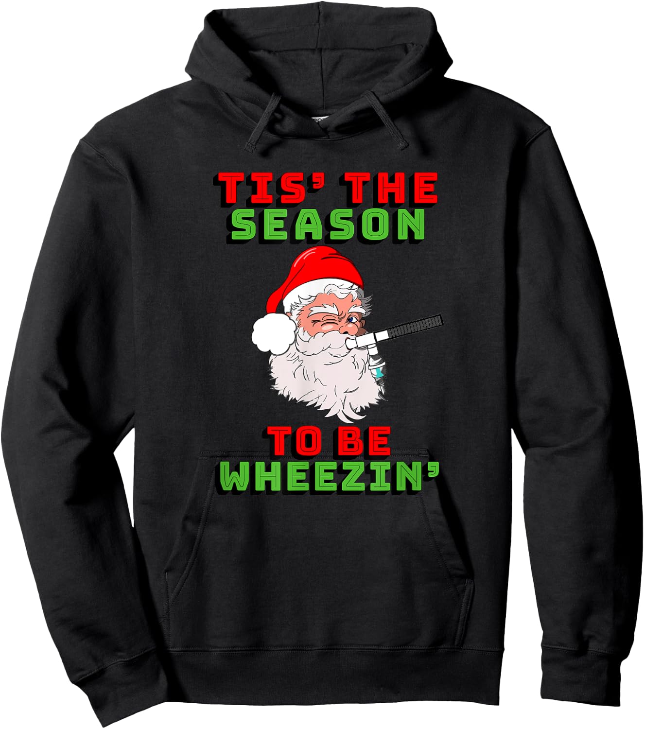 Tis The Season To Be Wheezin Respiratory Christmas Design Hoodie - Hoodie | Black