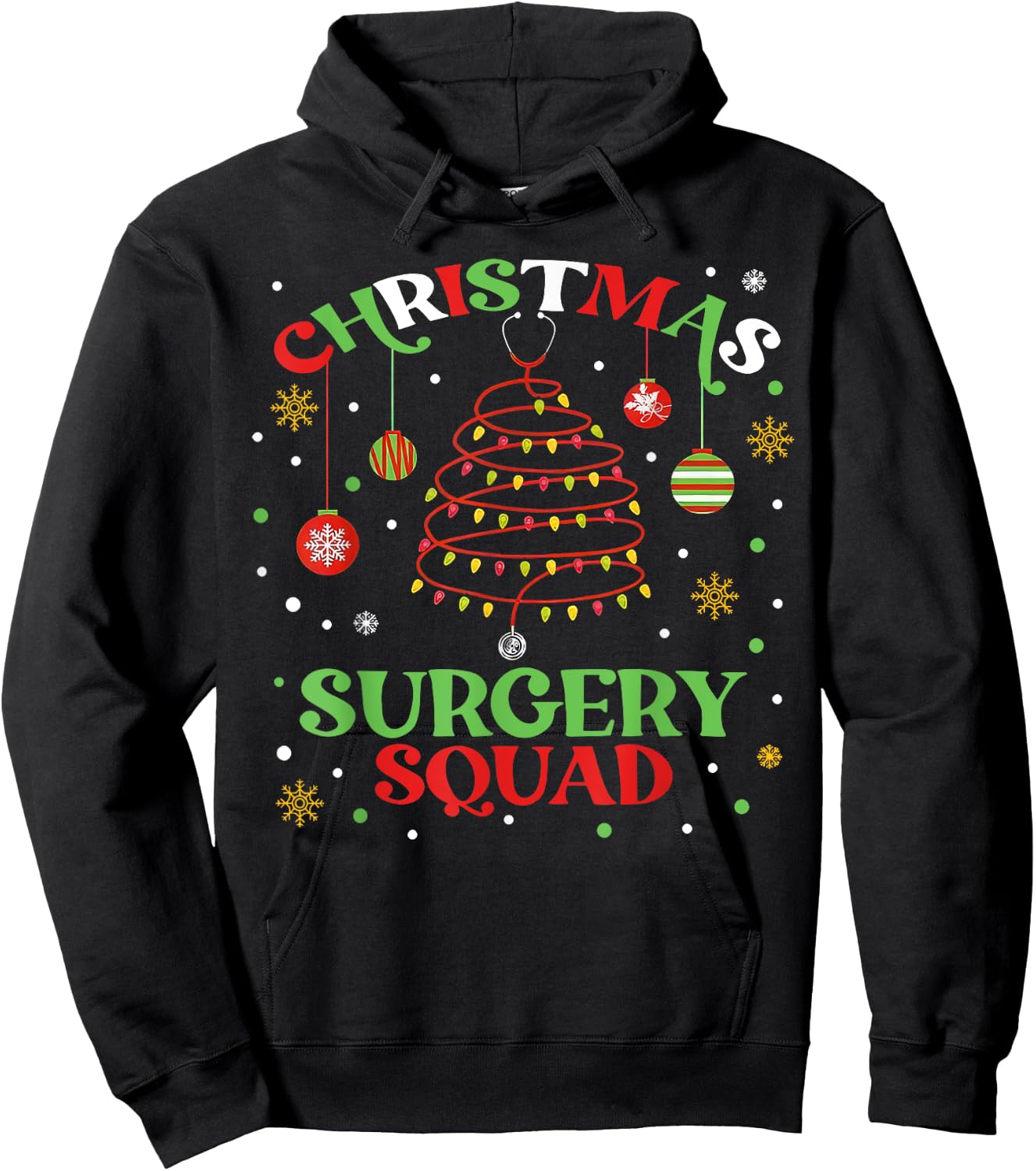 Christmas Surgery Squad Medical Surgical Nurse RN Xmas Hoodie - Hoodie | Black
