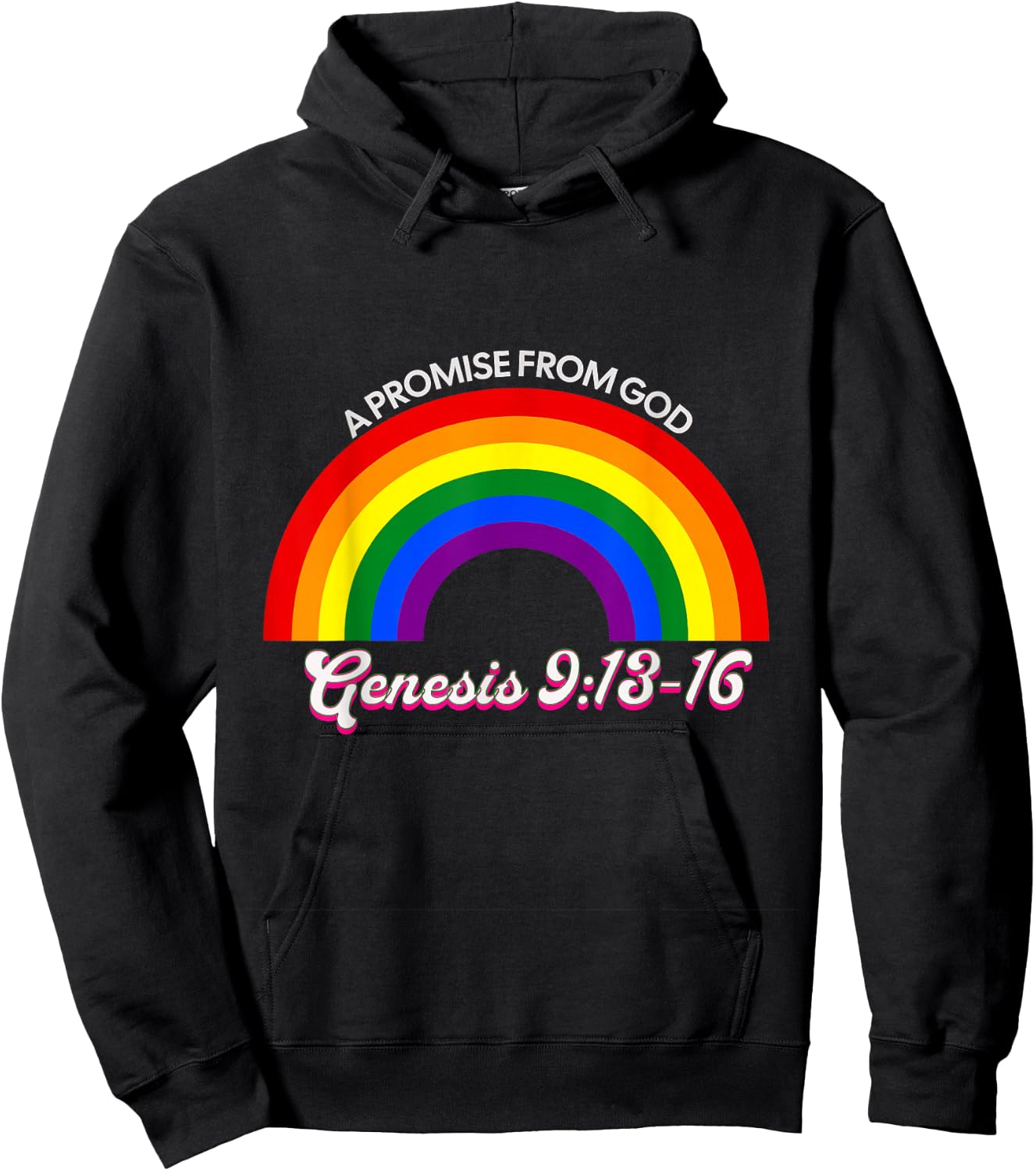 Rainbow Pride God's Promise Genesis 9:13 Christian Faith Hoodie - Hoodie | Black