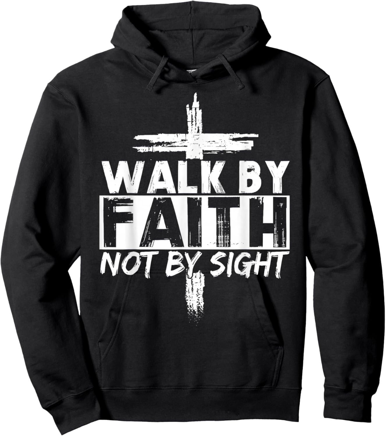 Walk by Faith Not by Sight Bible Verse Christian Jesus Cross Hoodie - Hoodie | Black