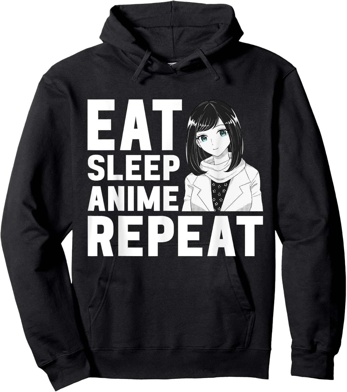 Eat Sleep Anime Repeat Girls Boys Funny Anime Lover Hoodie - Hoodie | Black