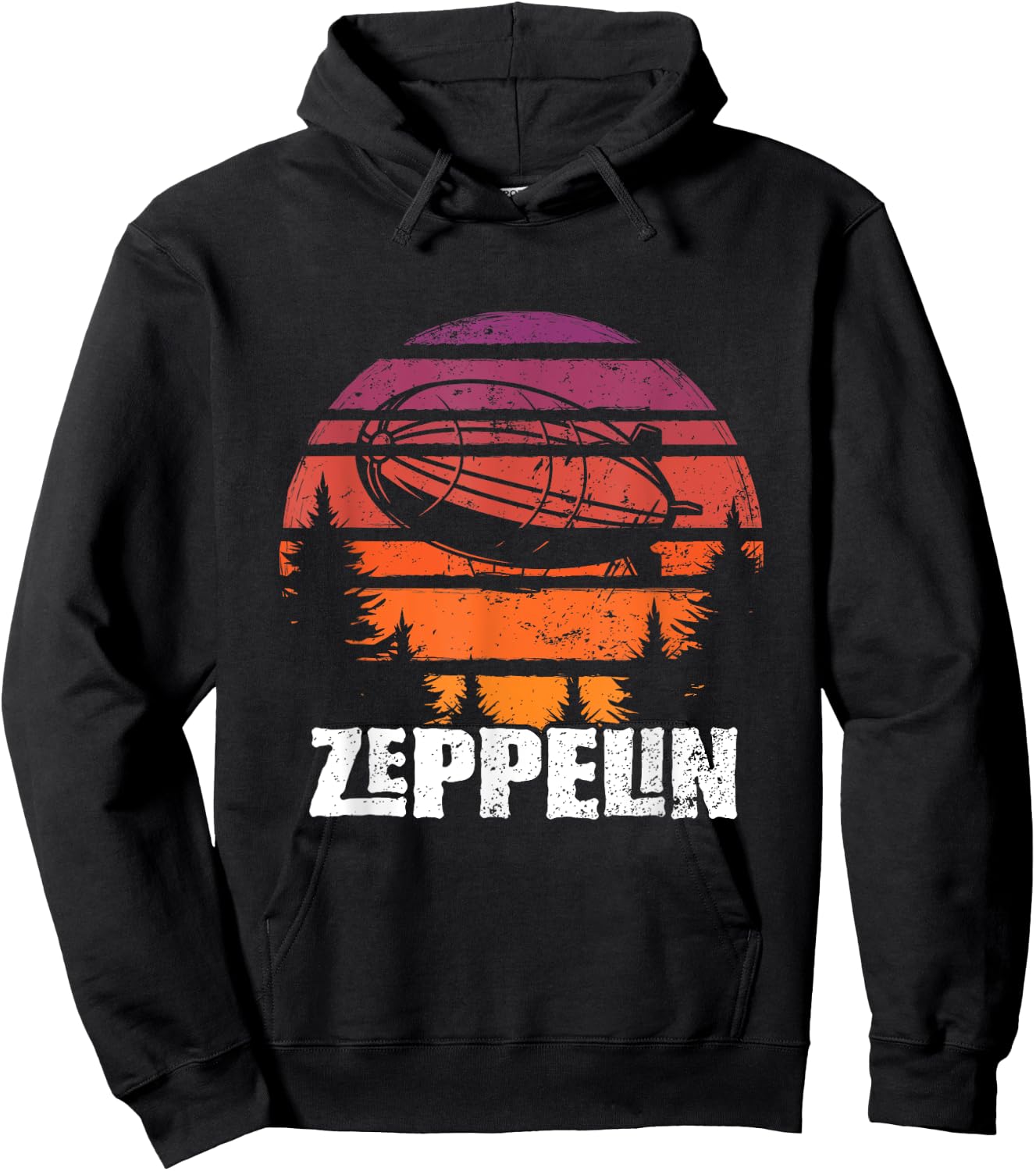 Retro Zeppelin 70s 80s Dirigible Airship Zepelin Zepplin Hoodie - Hoodie | Black