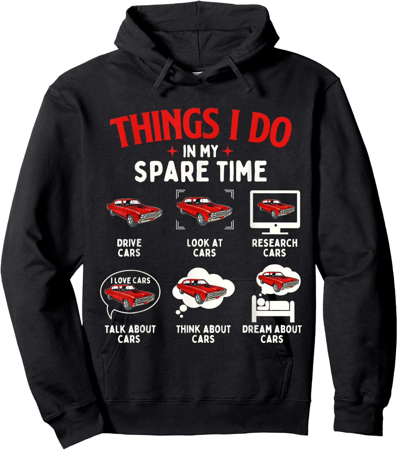 Things I Do In My Spare Time - Car Lover Engine Mechanic Hoodie - Hoodie | Black