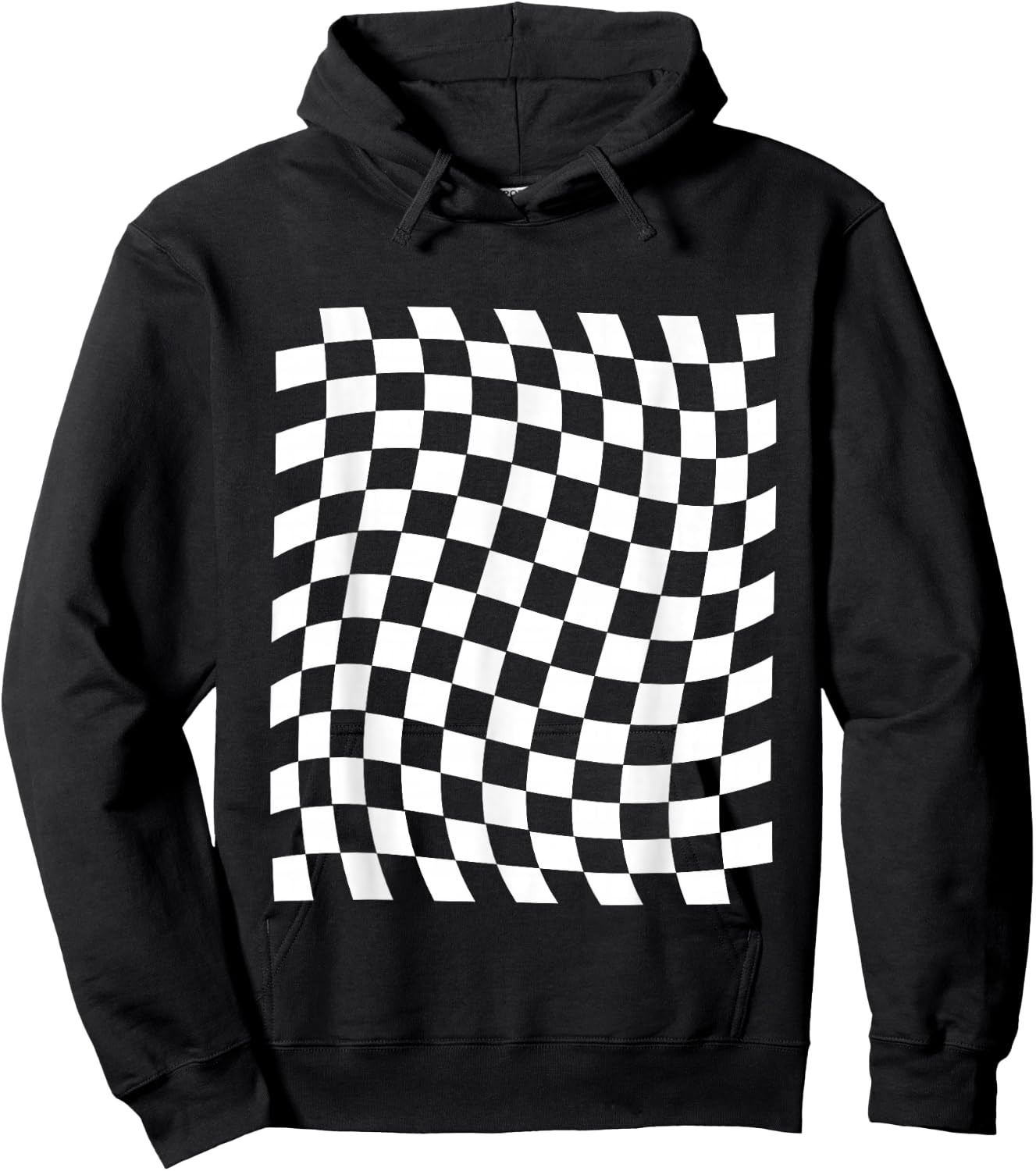 Black White Checkerboard Hoodie - Hoodie | Black
