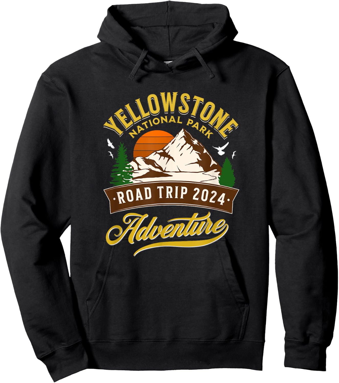 Yellowstone National Park Road Trip 2024 Hoodie - Hoodie | Black