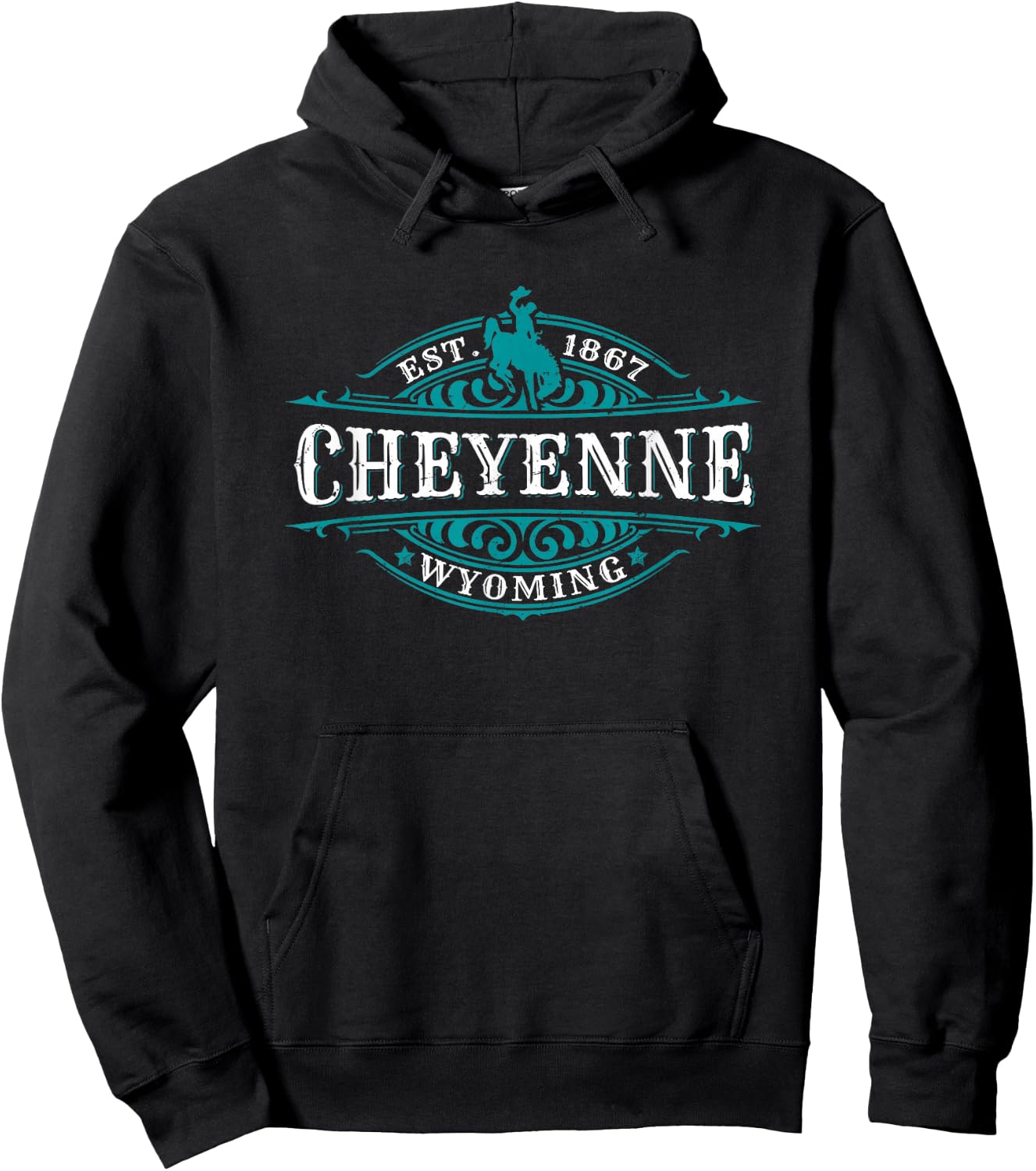 Cheyenne Wyoming Cowboy Western Design Novelty Souvenir Hoodie - Hoodie | Black